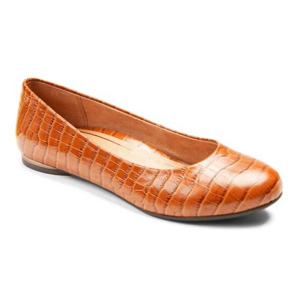 Vionic Flats Ireland - Hannah Ballet Flat Brown - Womens Shoes Clearance | XOMVG-1386